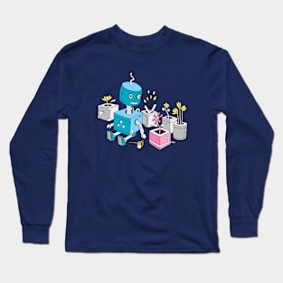 Robot with Flowers Long Sleeve T-Shirt